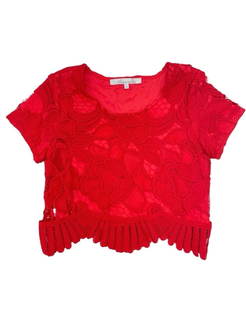 Lovers + Friends Lace Top Small Red